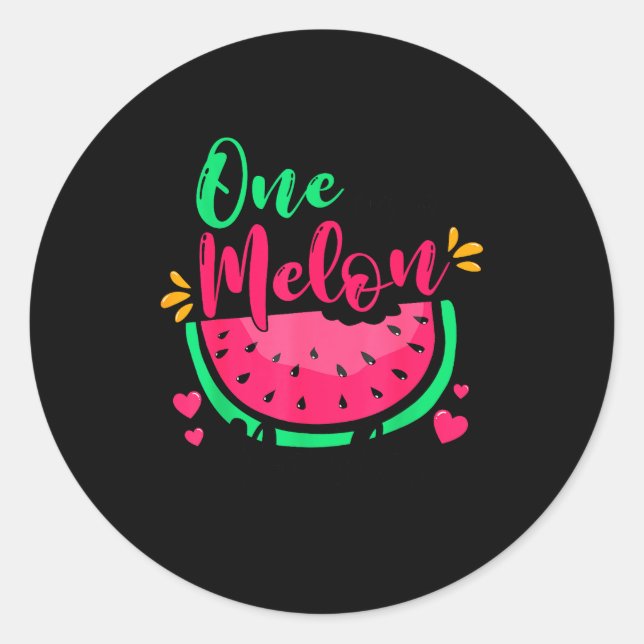 One In A Melon Dada Summer Birthday Party Matching Classic Round Sticker (Front)