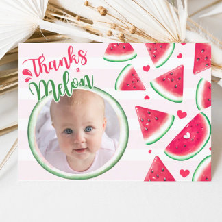 One In A Melon First 1st Birthday Thank You Card