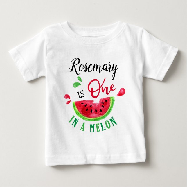 One In A Melon First Birthday Baby T-Shirt (Front)
