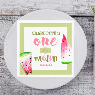 One in a Melon First Birthday Cute Custom Napkin