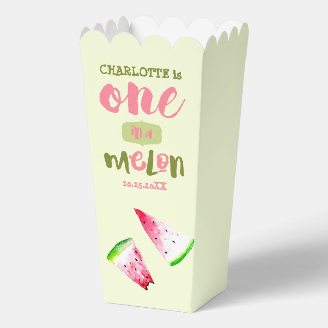 One in a Melon First Birthday Cute Watermelon Favour Box (Front)
