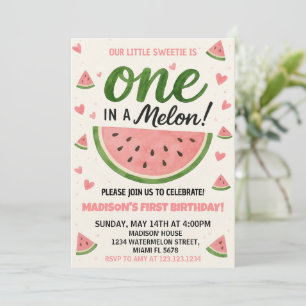 One in a Melon First Birthday Invitation