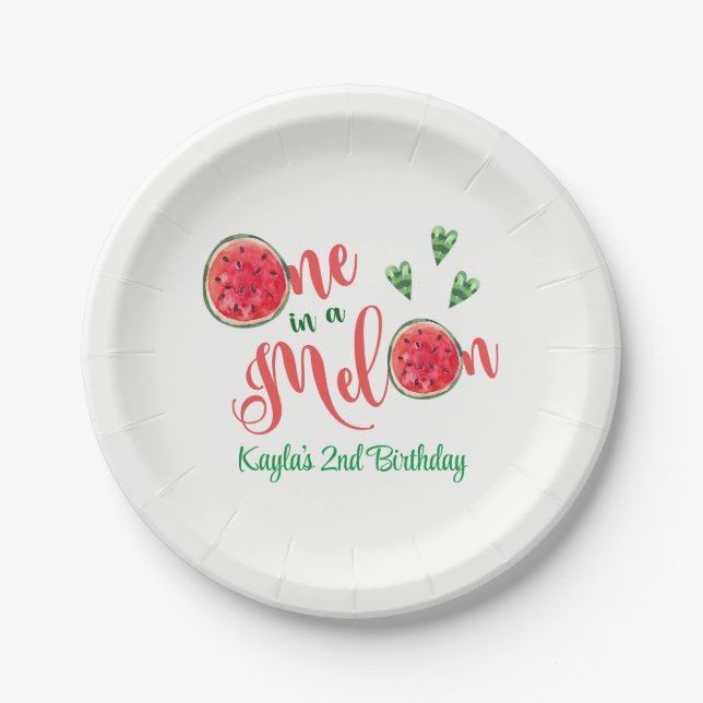 One in a Melon First Birthday Paper Plate (Front)
