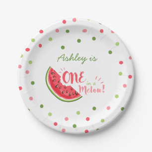 One in a melon First birthday Paper Plates summer