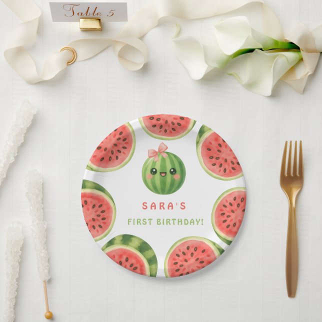 One in a Melon First Birthday Summer Paper Plates (Wedding)