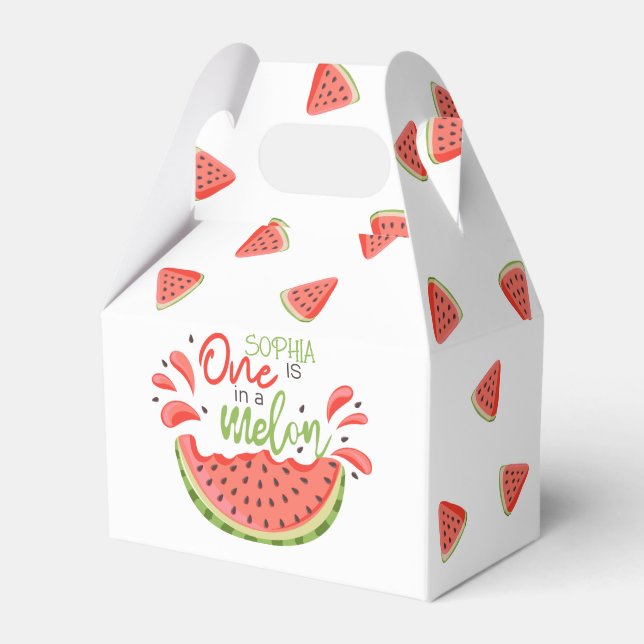 One in a Melon First Birthday Watermelon Favour Box (Front Side)