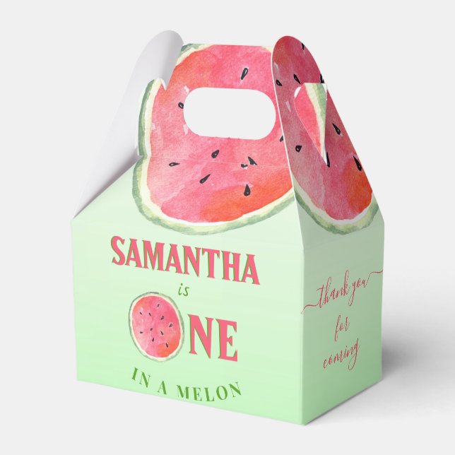One In A Melon First Birthday Watermelon Favour Box (Front Side)