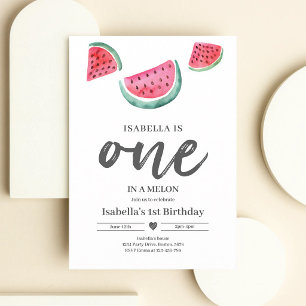 One In A Melon First Birthday Watermelon Invitation