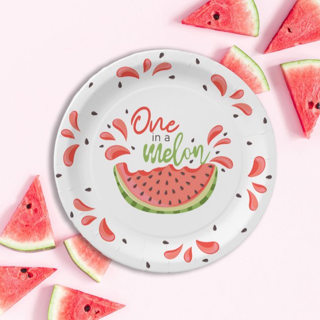 One in a Melon First Birthday Watermelon Paper Plate (Creator Uploaded)