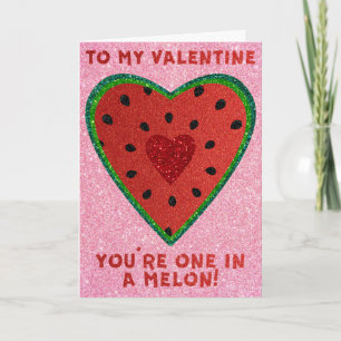One In A Melon Funny Glitter Valentine Card