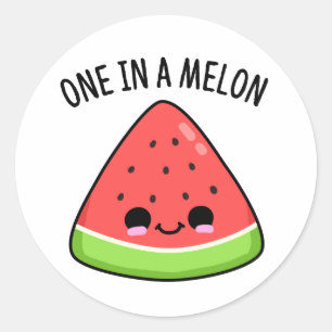 One In A Melon Funny Watermelon Pun  Classic Round Sticker