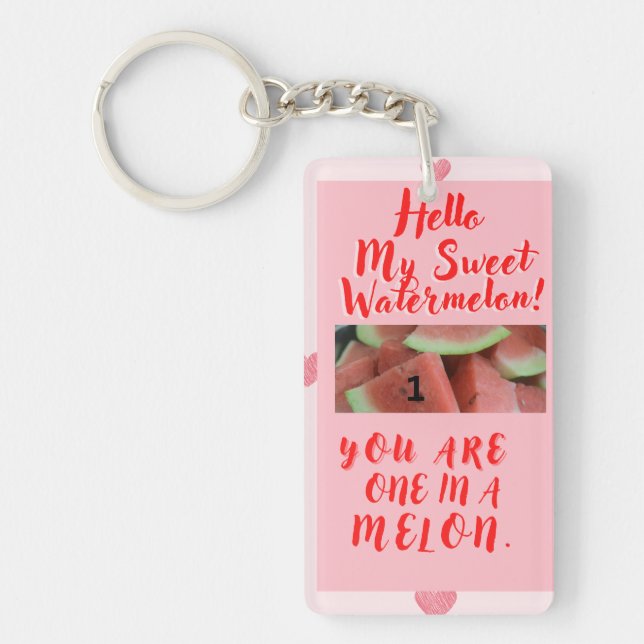 One in a Melon Gift for Lovers Key Ring (Front)