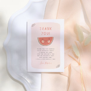 One In A Melon Girl First Birthday Party  Thank You Card