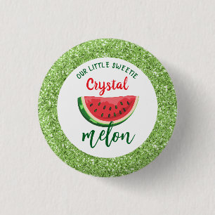 One in a Melon Glitter Watermelon First Birthday 3 Cm Round Badge
