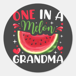 One in a Melon Grandma B-Day Party Classic Round Sticker