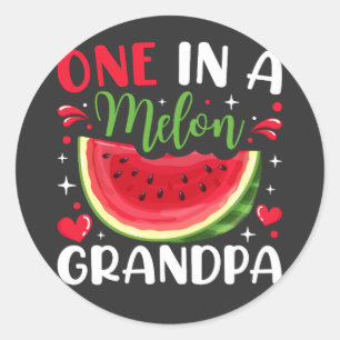One in a Melon Grandpa B-Day Party Classic Round Sticker
