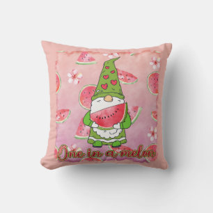 One in a Melon   Green Gnome & Watermelon Cushion