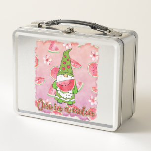 One in a Melon   Green Gnome & Watermelon Metal Lunch Box