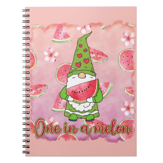One in a Melon | Green Gnome & Watermelon Notebook (Front)