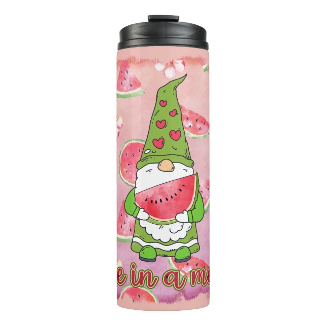 One in a Melon | Green Gnome & Watermelon Thermal Tumbler (Front)