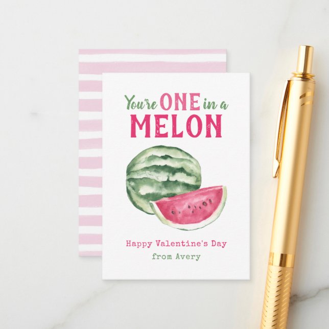 One in a Melon Kids Classroom Valentine's Cards (Front/Back In Situ)