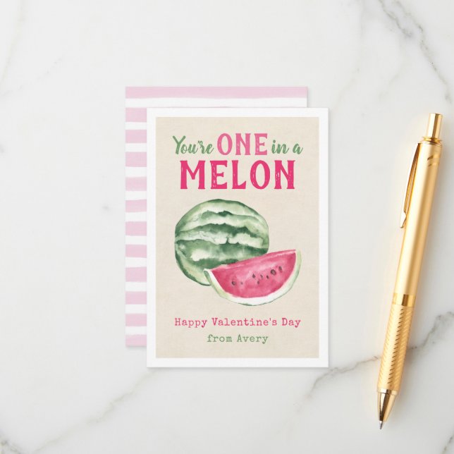 One in a Melon Kids Classroom Valentine's Cards (Front/Back In Situ)