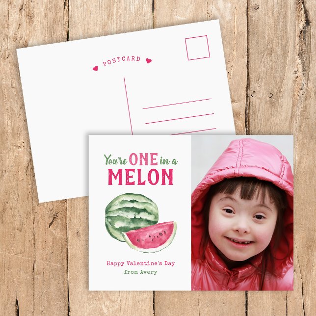 One in a Melon Kids Photo Valentine's Day Postcard (Creator Uploaded)