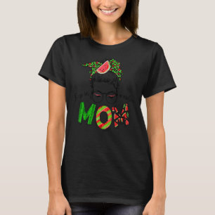 One In A Melon Mum Messy Bun Watermelon  Summer T-Shirt