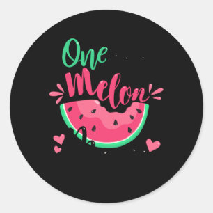 One In A Melon Mum Summer Birthday Party Matching  Classic Round Sticker
