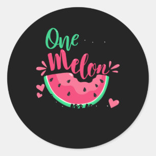 One In A Melon Mummy Summer Birthday Party Matchin Classic Round Sticker