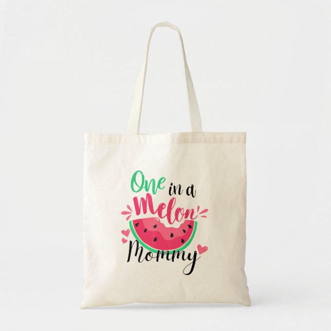 One In A Melon Mummy Summer Birthday Party Matchin Tote Bag (Front)