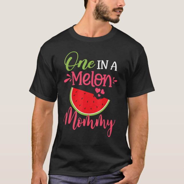 One In A Melon Mummy Watermelon Family Birthday Pa T-Shirt (Front)