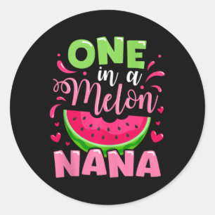 One In A Melon Nana Summer Birthday Party Family M Classic Round Sticker