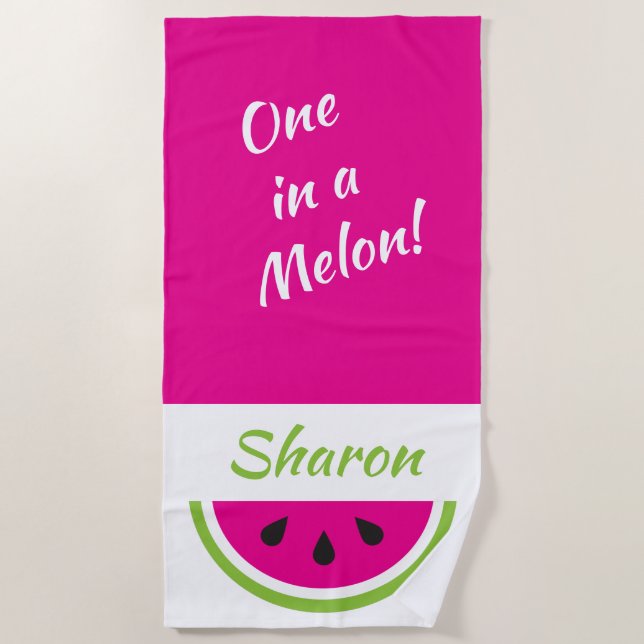 One in a Melon Personalised Watermelon Beach Towel (Front)