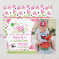 One In a Melon Photo 1st Birthday Invitation