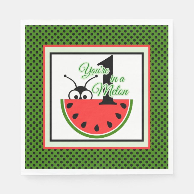 One in a Melon Picnic Ant with Watermelon Napkin (Front)