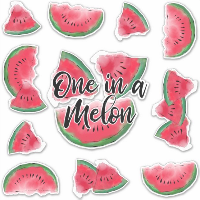 One in a Melon Quote Watermelon Watercolor Fruit (Front)