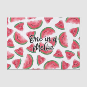 One in a Melon Quote Watermelon Watercolor Pattern Tissue Paper