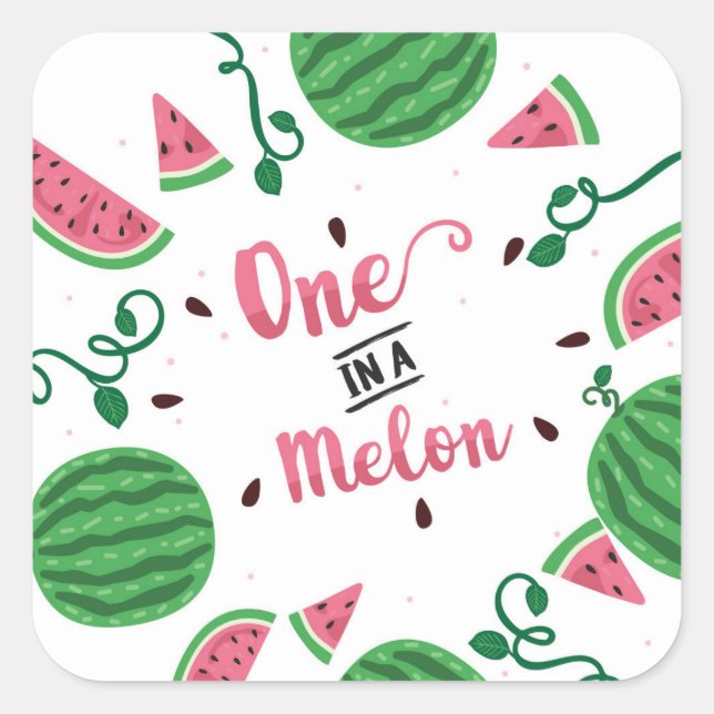 One In A Melon Sticker, Watermelon Square Sticker (Front)
