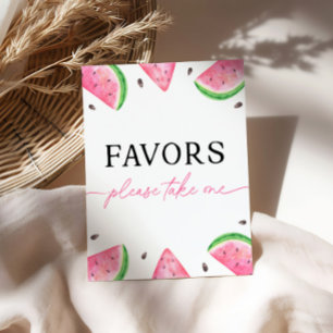 One In A Melon Table Sign Watermelon Favours Sign