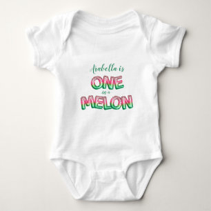 One in a Melon Themed Birthday Balloon Baby Bodysuit