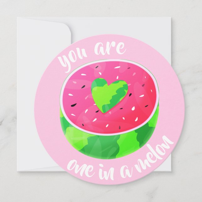 One in a Melon Valentine Heart Watermelon Love Holiday Card (Front)