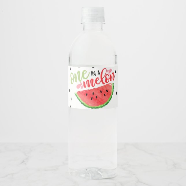 One in a Melon Water Bottle Label - Red (Front)
