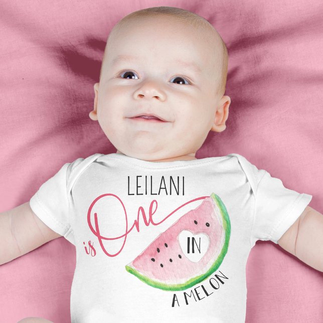 One in a Melon Watercolor 1st Birthday Baby Bodysuit (Creator Uploaded)