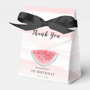One in a Melon Watercolor Watermelon 1st Birthday Favour Box