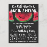 One in a Melon Watercolor Watermelon 1st Birthday