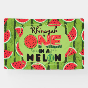 ONE in a Melon Watermelon 1st Birthday Banner