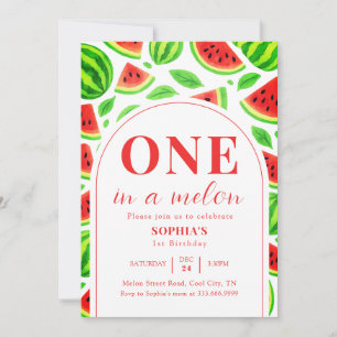 One In A Melon Watermelon 1st Birthday  Invitation