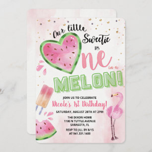 One in a Melon Watermelon 1st Birthday Invitation