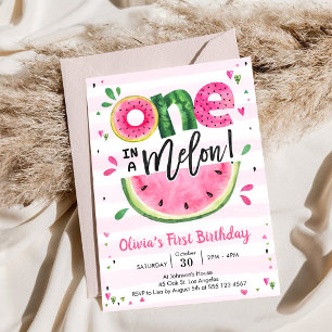 One In A Melon Watermelon 1st Birthday Invitation